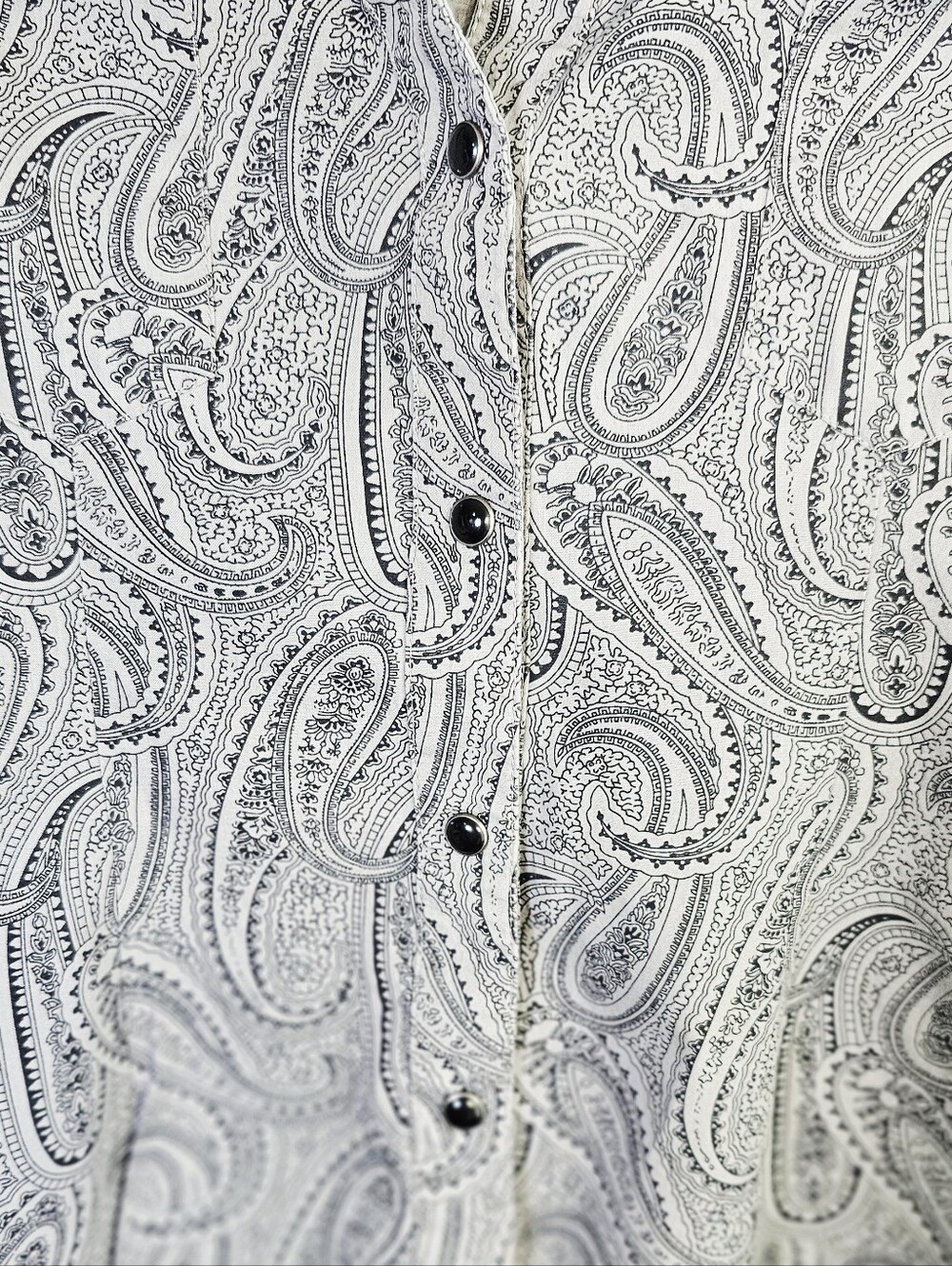 Panhandle Slim Women's Medium Black Gray Paisley Embroidered Pearl Snap Western - Picture 5 of 9